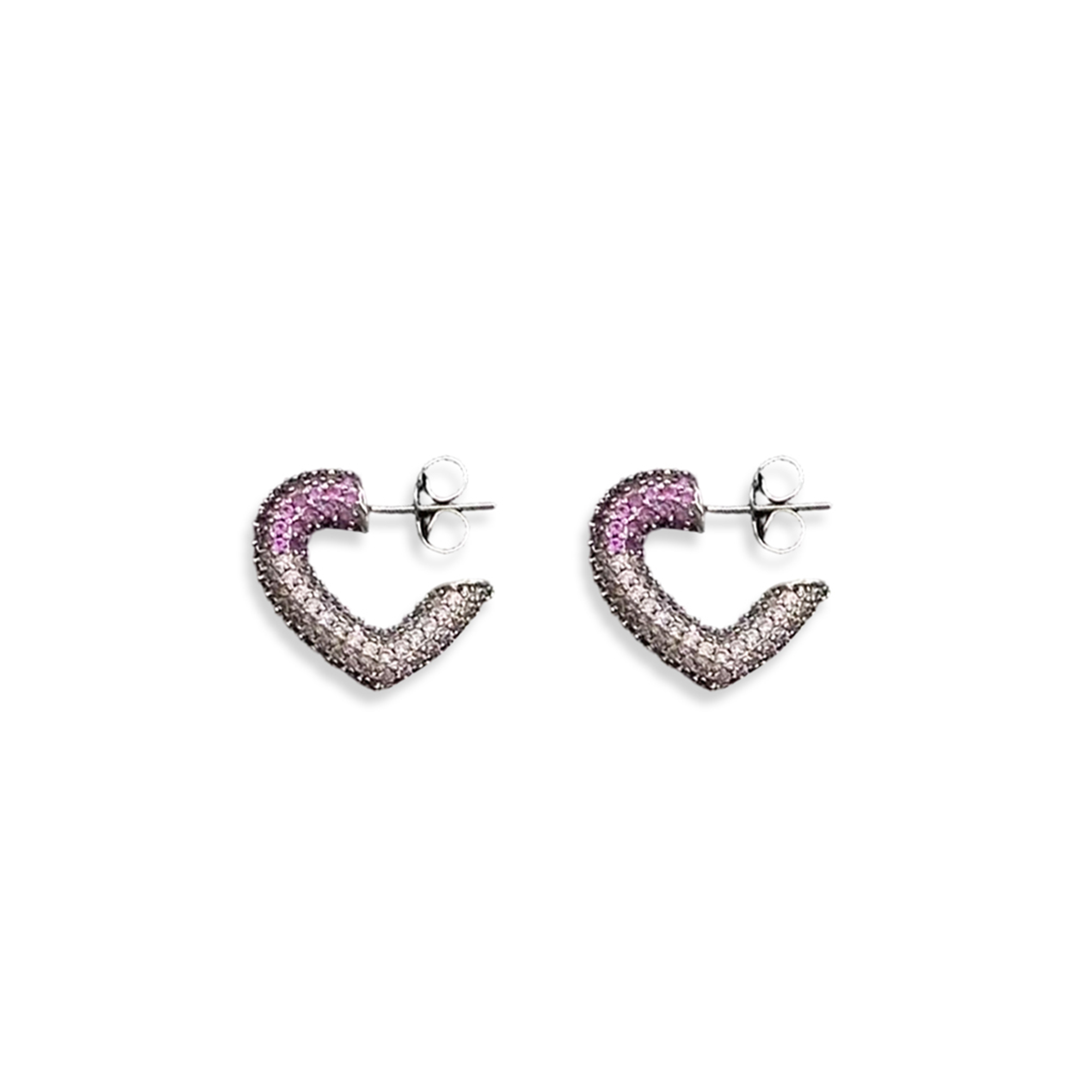 l0vis Vvtt0n heart-shaped pink rhinestone earrings